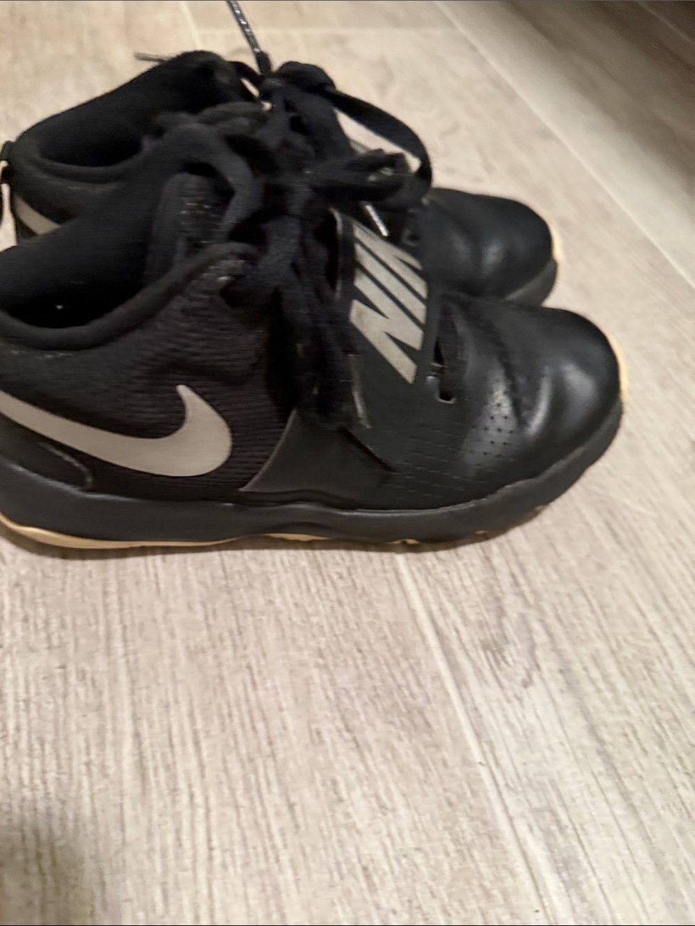 Nike Kids Black Sneakers with White Swoosh